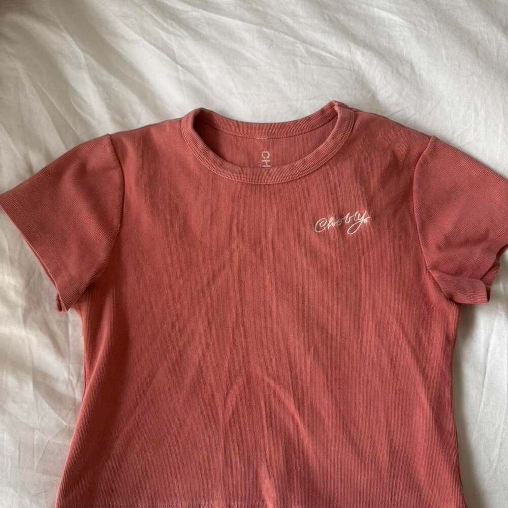 Cherry Los Angeles Ribbed T-Shirt Red Pink